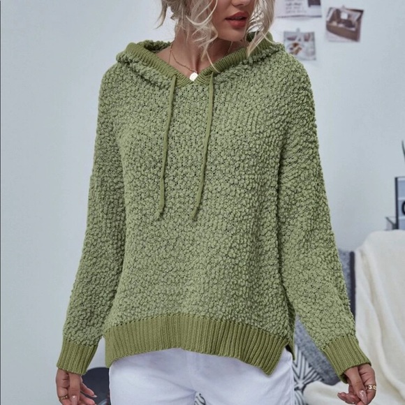 SOFTEST EVER Popcorn knit hoodie pullover blue - Picture 3 of 10